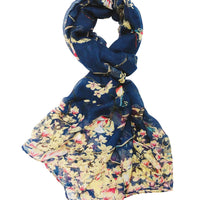 Wrapables Lightweight Vintage Floral Bird Print Long Scarf: Gray