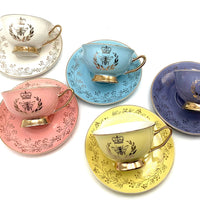 Bridgerton Golden Bee Aqua Blue with Gold Teacup and Saucer