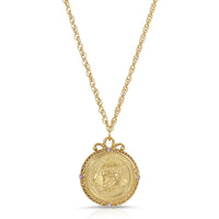 1928 Jewelry Flower of The Month Crystal Pendant Necklace 20: September/Aster/Sapphire