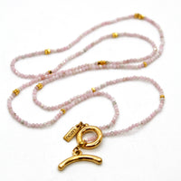 Long Pink Opal Stone and Gold Luxury Necklace - NC-613L