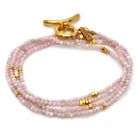 Long Pink Opal Stone and Gold Luxury Necklace - NC-613L