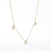 Three Flower Diamond Station Necklace