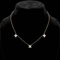 Three Flower Diamond Station Necklace