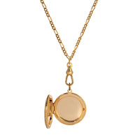 1928 Jewelry Artisan Pink Rosebud Swivel Photo Locket Necklace 28": Gold Tone And Blue