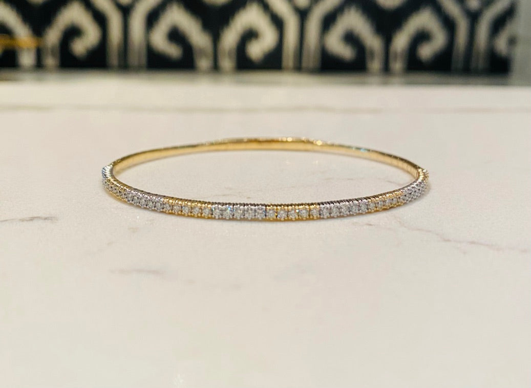 Single Flex .75 Diamond Bangle, half row