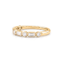 Scalloped Bezel Baguette & Round Diamond Band