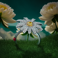 Yellow Diamond Flower Ring