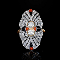Deco Diamond Coral Ring