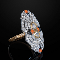 Deco Diamond Coral Ring