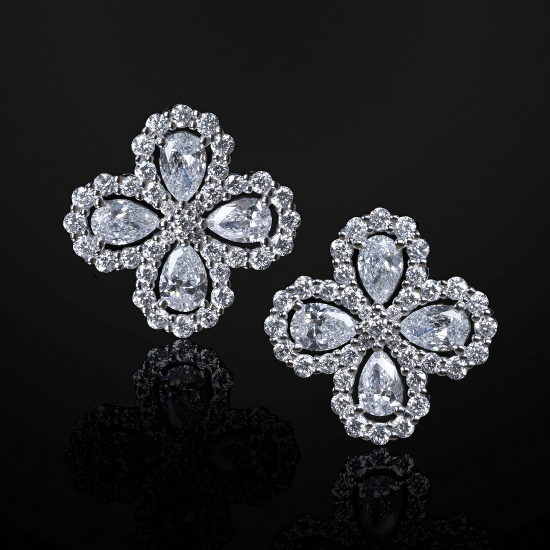 Clover Shaped Diamond Earrings