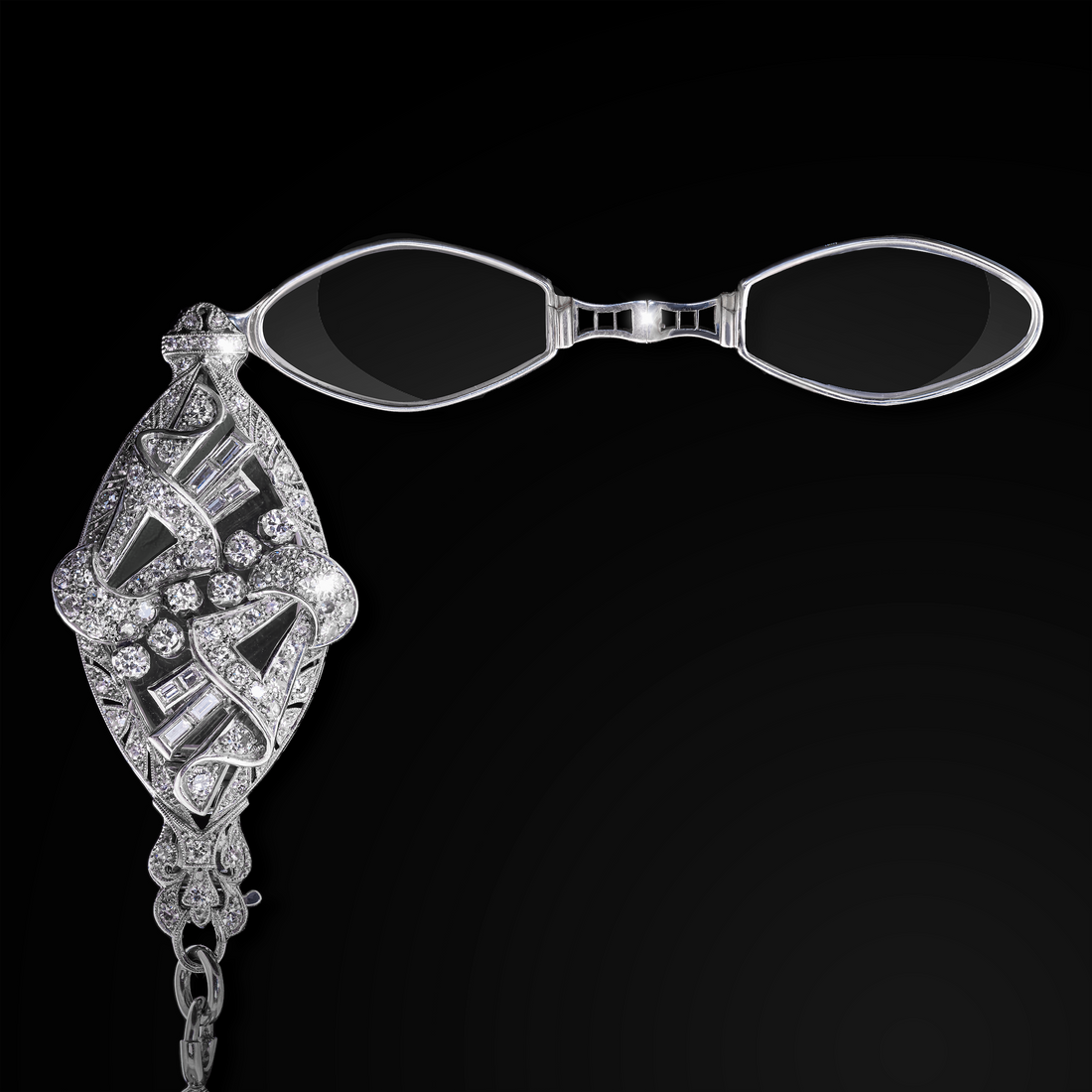 RARE FIND 1920s Diamond & Platinum Lorgnette Pendant