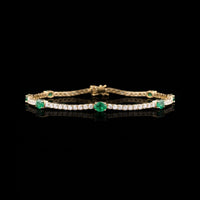 14K YG Diamond and Emerald Tennis Bracelet