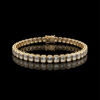 Emerald Cut Diamond Bezel Tennis Bracelet