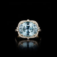 Oval Aquamarine and Diamond Ring