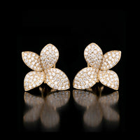Floral Petal Pavé Diamond Earrings