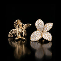 Floral Petal Pavé Diamond Earrings