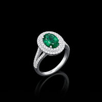 Oval Emerald Diamond Halo Ring