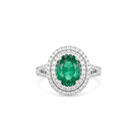 Oval Emerald Diamond Halo Ring