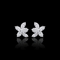 Pear Shaped Diamond Flower Earrings
