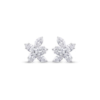 Pear Shaped Diamond Flower Earrings