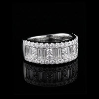 Staggered Double Baguette and Pavé Diamond Ring