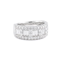 Staggered Double Baguette and Pavé Diamond Ring