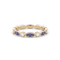 Vintage Style Diamond and Sapphire Band
