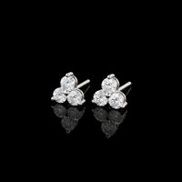 Three Stone Diamond Stud Earrings