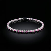 14K Diamond and Pink Sapphire Tennis Bracelet