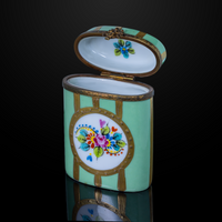 Antique Limoge Pill Box Handpainted with Gold Accents