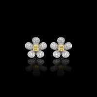 Yellow Diamond Center Flower Earrings