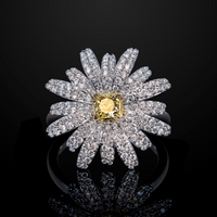 Yellow Diamond Flower Ring