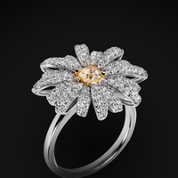 Yellow Diamond Flower Ring