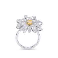 Yellow Diamond Daisy Flower Ring