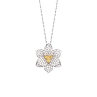 White and Yellow Diamond Flower Pendant
