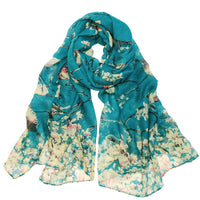 Wrapables Lightweight Vintage Floral Bird Print Long Scarf: Gray