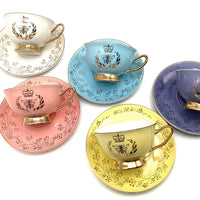 Bridgerton Golden Bee Aqua Blue with Gold Teacup and Saucer