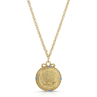 1928 Jewelry Flower of The Month Crystal Pendant Necklace 20: September/Aster/Sapphire
