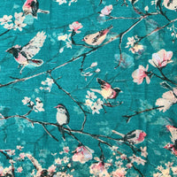 Wrapables Lightweight Vintage Floral Bird Print Long Scarf: Gray