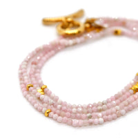 Long Pink Opal Stone and Gold Luxury Necklace - NC-613L