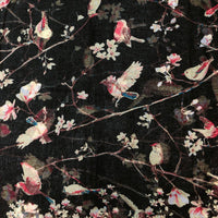 Wrapables Lightweight Vintage Floral Bird Print Long Scarf: Gray