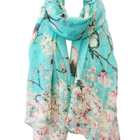 Wrapables Lightweight Vintage Floral Bird Print Long Scarf: Gray