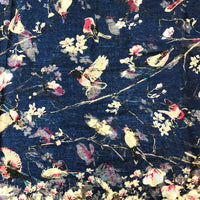 Wrapables Lightweight Vintage Floral Bird Print Long Scarf: Gray