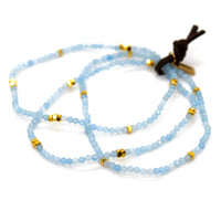 Luxury Mini Faceted Aquamarine Stone Bracelet - BC-603