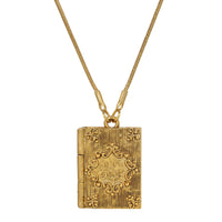 Symbols Of Faith Psalm 23:4 Holy Bible Locket Pendant Necklace 32": Gold Tone