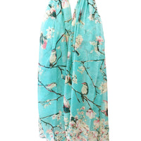 Wrapables Lightweight Vintage Floral Bird Print Long Scarf: Gray