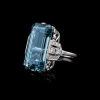 Aquamarine and Diamond Ring