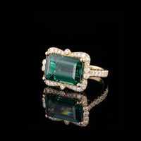 14K YG Tourmaline and Diamond Ring, 4.88CT