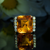 Mid-Century Estate Citrine and Diamond Ring