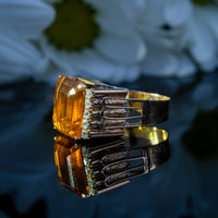 Mid-Century Estate Citrine and Diamond Ring